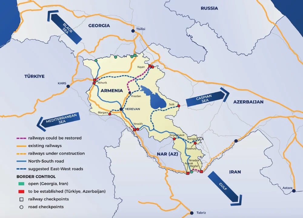 Armenia transit infrastructure map